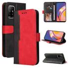 For OPPO A94 5G/F19 Pro+ 5G/Reno5 Z/A95 5G Business Stitching-Color Horizontal Flip PU Leather Case with Holder & Card Slots & Photo Frame & Lanyard(Red) - 1