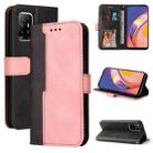 For OPPO A94 5G/F19 Pro+ 5G/Reno5 Z/A95 5G Business Stitching-Color Horizontal Flip PU Leather Case with Holder & Card Slots & Photo Frame & Lanyard(Pink) - 1