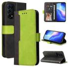 For OPPO Reno5 4G / 5G / Find X3 Lite Business Stitching-Color Horizontal Flip PU Leather Case with Holder & Card Slots & Photo Frame & Lanyard(Green) - 1