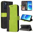 For OPPO Reno6 5G Business Stitching-Color Horizontal Flip PU Leather Case with Holder & Card Slots & Photo Frame & Lanyard(Green) - 1