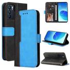 For OPPO Reno6 5G Business Stitching-Color Horizontal Flip PU Leather Case with Holder & Card Slots & Photo Frame & Lanyard(Blue) - 1