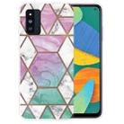 For Samsung Galaxy F52 5G Abstract Marble Pattern TPU Protective Case(Green Purple) - 1