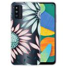 For Samsung Galaxy F52 5G Colored Drawing Clear TPU Protective Cases(Pink Green Flower) - 1