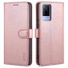 For vivo V21 AZNS Skin Feel Calf Texture Horizontal Flip Leather Case with Card Slots & Holder & Wallet(Rose Gold) - 1