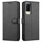 For vivo X60 AZNS Skin Feel Calf Texture Horizontal Flip Leather Case with Card Slots & Holder & Wallet(Black) - 1