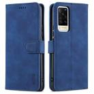 For vivo X60 Pro AZNS Skin Feel Calf Texture Horizontal Flip Leather Case with Card Slots & Holder & Wallet(Blue) - 1