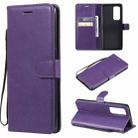For OPPO Reno5 Pro+ 5G / Find X3 Neo Solid Color Horizontal Flip Protective Leather Case with Holder & Card Slots & Wallet & Photo Frame & Lanyard(Purple) - 1