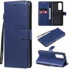 For OPPO Reno5 Pro+ 5G / Find X3 Neo Solid Color Horizontal Flip Protective Leather Case with Holder & Card Slots & Wallet & Photo Frame & Lanyard(Blue) - 1