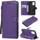 For OPPO F19 / A74 4G Solid Color Horizontal Flip Protective Leather Case with Holder & Card Slots & Wallet & Photo Frame & Lanyard(Purple) - 1
