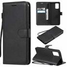 For OPPO F19 / A74 4G Solid Color Horizontal Flip Protective Leather Case with Holder & Card Slots & Wallet & Photo Frame & Lanyard(Black) - 1