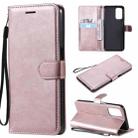 For OPPO A93 5G / A54 5G / A74 5G Solid Color Horizontal Flip Protective Leather Case with Holder & Card Slots & Wallet & Photo Frame & Lanyard(Rose Gold) - 1
