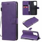 For OPPO A94 4G Solid Color Horizontal Flip Protective Leather Case with Holder & Card Slots & Wallet & Photo Frame & Lanyard(Purple) - 1