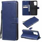 For OPPO A94 4G Solid Color Horizontal Flip Protective Leather Case with Holder & Card Slots & Wallet & Photo Frame & Lanyard(Blue) - 1