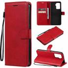 For OPPO F19 Pro 4G Solid Color Horizontal Flip Protective Leather Case with Holder & Card Slots & Wallet & Photo Frame & Lanyard(Red) - 1