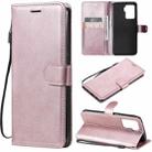 For OPPO F19 Pro 4G Solid Color Horizontal Flip Protective Leather Case with Holder & Card Slots & Wallet & Photo Frame & Lanyard(Rose Gold) - 1