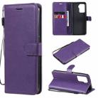 For OPPO Reno5 F Solid Color Horizontal Flip Protective Leather Case with Holder & Card Slots & Wallet & Photo Frame & Lanyard(Purple) - 1