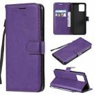 For OPPO Realme 8 Solid Color Horizontal Flip Protective Leather Case with Holder & Card Slots & Wallet & Photo Frame & Lanyard(Purple) - 1