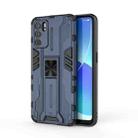 For OPPO Reno6 5G Supersonic PC + TPU Shock-proof Protective Case with Holder(Dark Blue) - 1