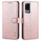 For vivo S9e AZNS Skin Feel Calf Texture Horizontal Flip Leather Case with Card Slots & Holder & Wallet(Rose Gold) - 1