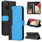 For Samsung Galaxy A02s EU Version Business Stitching-Color Horizontal Flip PU Leather Case with Holder & Card Slots & Photo Frame(Blue) - 1