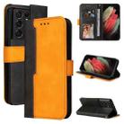 For Samsung Galaxy S21 Ultra 5G Business Stitching-Color Horizontal Flip PU Leather Case with Holder & Card Slots & Photo Frame(Orange) - 1