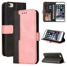 For iPhone SE 2022 / SE 2020 / 8 / 7 Business Stitching-Color Horizontal Flip PU Leather Case with Holder & Card Slots & Photo Frame(Pink) - 1