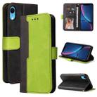 For iPhone XR Business Stitching-Color Horizontal Flip PU Leather Case with Holder & Card Slots & Photo Frame(Green) - 1