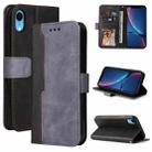 For iPhone XR Business Stitching-Color Horizontal Flip PU Leather Case with Holder & Card Slots & Photo Frame(Gray) - 1