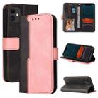 For iPhone 11 Business Stitching-Color Horizontal Flip PU Leather Case with Holder & Card Slots & Photo Frame (Pink) - 1
