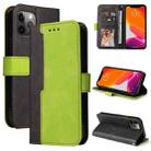 For iPhone 12 mini Business Stitching-Color Horizontal Flip PU Leather Case with Holder & Card Slots & Photo Frame (Green) - 1