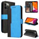 For iPhone 12 mini Business Stitching-Color Horizontal Flip PU Leather Case with Holder & Card Slots & Photo Frame (Blue) - 1