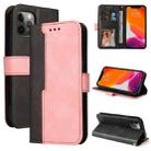 For iPhone 12 mini Business Stitching-Color Horizontal Flip PU Leather Case with Holder & Card Slots & Photo Frame (Pink) - 1
