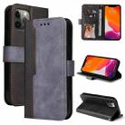 For iPhone 12 Pro Max Business Stitching-Color Horizontal Flip PU Leather Case with Holder & Card Slots & Photo Frame(Gray) - 1