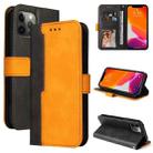 For iPhone 12 Pro Max Business Stitching-Color Horizontal Flip PU Leather Case with Holder & Card Slots & Photo Frame(Orange) - 1