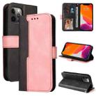 For iPhone 12 Pro Max Business Stitching-Color Horizontal Flip PU Leather Case with Holder & Card Slots & Photo Frame(Pink) - 1