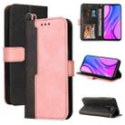 For Xiaomi Poco M2 / Redmi 9 Business Stitching-Color Horizontal Flip PU Leather Case with Holder & Card Slots & Photo Frame(Pink) - 1