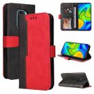 For Xiaomi Redmi Note 9 4G Foreign Version / 10X 4G Business Stitching-Color Horizontal Flip PU Leather Case with Holder & Card Slots & Photo Frame(Red) - 1