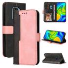 For Xiaomi Redmi Note 9 4G Foreign Version / 10X 4G Business Stitching-Color Horizontal Flip PU Leather Case with Holder & Card Slots & Photo Frame(Pink) - 1