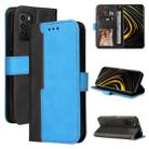 For Xiaomi Redmi 9T/9 Power/Note 9 4G/Poco M3 Business Stitching-Color Horizontal Flip PU Leather Case with Holder & Card Slots & Photo Frame(Blue) - 1