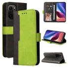 For Xiaomi Redmi K40/K40 Pro/Poco F3/Mi 11i Business Stitching-Color Horizontal Flip PU Leather Case with Holder & Card Slots & Photo Frame(Green) - 1