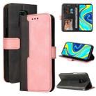 For Xiaomi Redmi Note 9S/Note 9 Pro/Note 9 Pro Max Business Stitching-Color Horizontal Flip PU Leather Case with Holder & Card Slots & Photo Frame(Pink) - 1