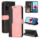 For Xiaomi Redmi Note 10 4G Business Stitching-Color Horizontal Flip PU Leather Case with Holder & Card Slots & Photo Frame(Pink) - 1