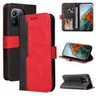 For Xiaomi Mi 11 Pro Business Stitching-Color Horizontal Flip PU Leather Case with Holder & Card Slots & Photo Frame(Red) - 1