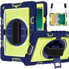 360 Degree Rotation Contrast Color Shockproof Silicone + PC Case with Holder & Hand Grip Strap & Shoulder Strap For iPad 9.7 2018 / 2017 / Air / Air 2 / Pro 9.7 (Navy+Yellow Green) - 1