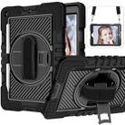 For iPad 10.2 2021 / 2020 / 2019 360 Degree Rotation Contrast Color Shockproof Silicone + PC Case with Holder & Hand Grip Strap & Shoulder Strap (Black) - 1