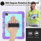 For iPad Pro 11 2022 / 2021 / 2020 / 2018 / Air 2020 10.9 360-Rotation Contrast Color Shockproof Silicone PC Tablet Case with Holder & Hand Grip Strap & Shoulder Strap (Purple + Mint Green) - 3