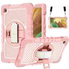 For Samsung Galaxy Tab A7 Lite T220 / T225 360 Degree Rotation Contrast Color Shockproof Silicone + PC Case with Holder & Hand Grip Strap & Shoulder Strap(Rose Gold) - 1