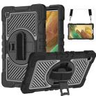 For Samsung Galaxy Tab A7 Lite T220 / T225 360 Degree Rotation Contrast Color Shockproof Silicone + PC Case with Holder & Hand Grip Strap & Shoulder Strap(Black) - 1