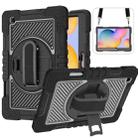 For Samsung Galaxy Tab S6 Lite P610/P615 360 Degree Rotation Contrast Color Shockproof Silicone + PC Case with Holder & Hand Grip Strap & Shoulder Strap(Black) - 1