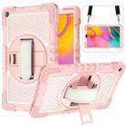 For Samsung Galaxy Tab A 10.1 2019 T515 360 Degree Rotation Contrast Color Shockproof Silicone + PC Case with Holder & Hand Grip Strap & Shoulder Strap(Rose Gold) - 1